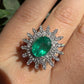 Anello raggiera con smeraldo